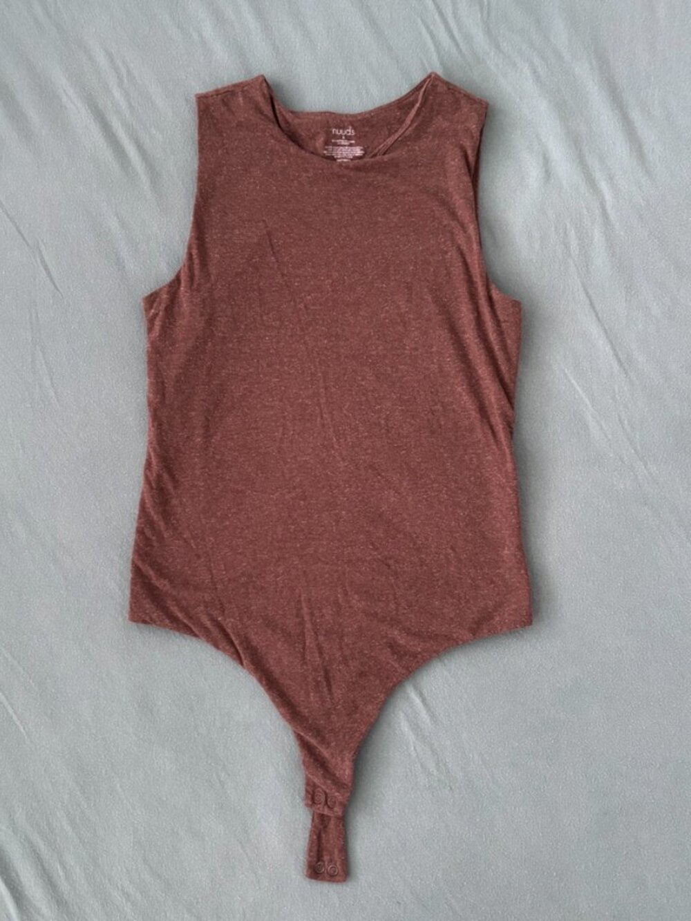 Nuuds Sleeveless Bodysuit Size S Heathered Brown Mauve Snap Bottom Basic